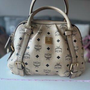 MCM Tan and Black Satchel